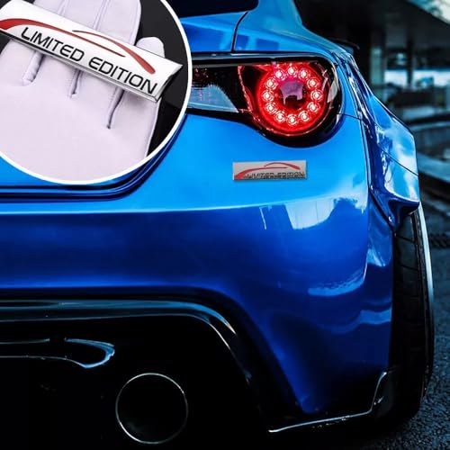 Image of Pair Set Limited Edition Car Emblem Premium 3D Sport Turbo Badge Auto Rear Trunk Side Decal Sticker (Gloss Silver)