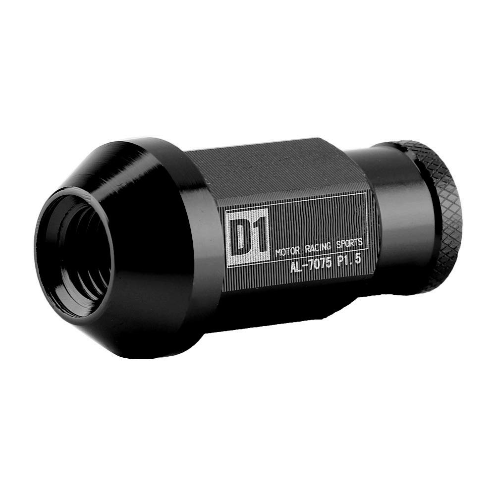 KIMISS Tue de aluminio para rueda de carreras M12x1.5, para automóvil, negra, ligera y resistente, tornillo para llanta, tue para neumático