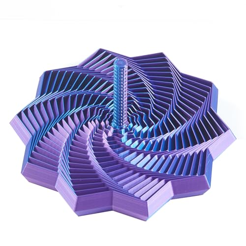 Image of 3D Printed Expanded Sensory Star with Handle, Custom Dual /Tri /Quad-Color Printing,Dual Motion Hypnotic Spiral for ADHD Focus & Stress Relief,Office Desktop Fidget Toy (Blue-Purple, M-19 Rings)