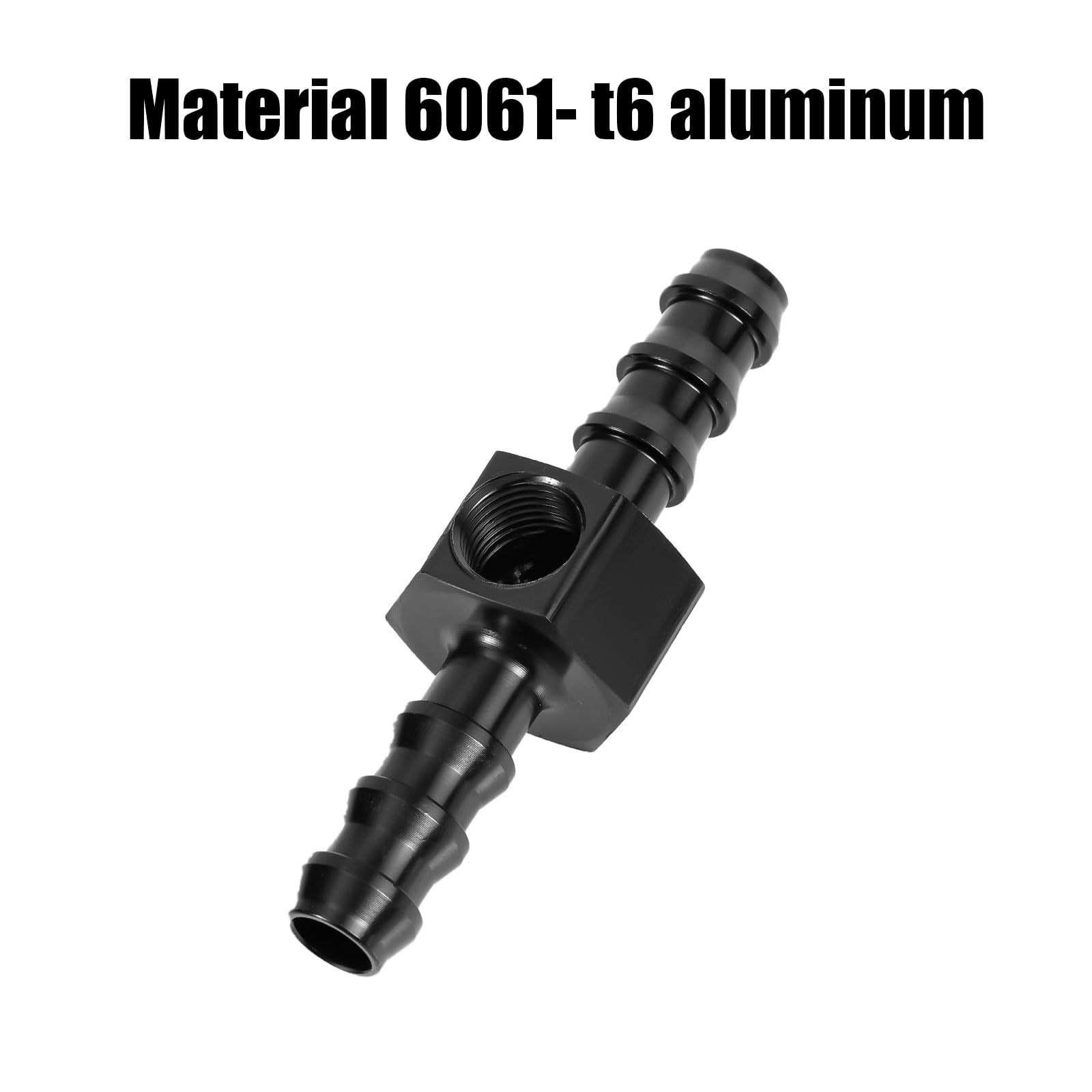 Adattatore Raccordo Manometro Pressione Carburante 5/16 Barb, Connettori Manometro Pressione Carburante Linea Alluminio Alta Qualità Adattatore per Manometro Pressione Carburante 5/16(Nero)