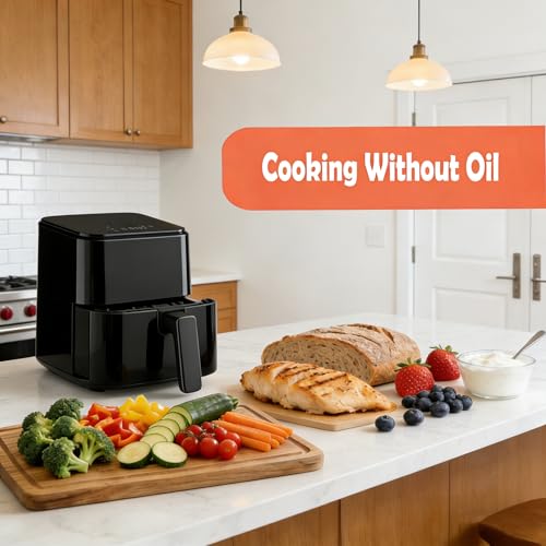 Image of HealSmart 3.17 Qt Compact Air Fryer, 8-in-1 Digital Small AirFryer with 400F, Nonstick Dishwasher-Safe Basket, Auto Shutoff, Overheat Protection, for Quick Healthy Meals, Black
