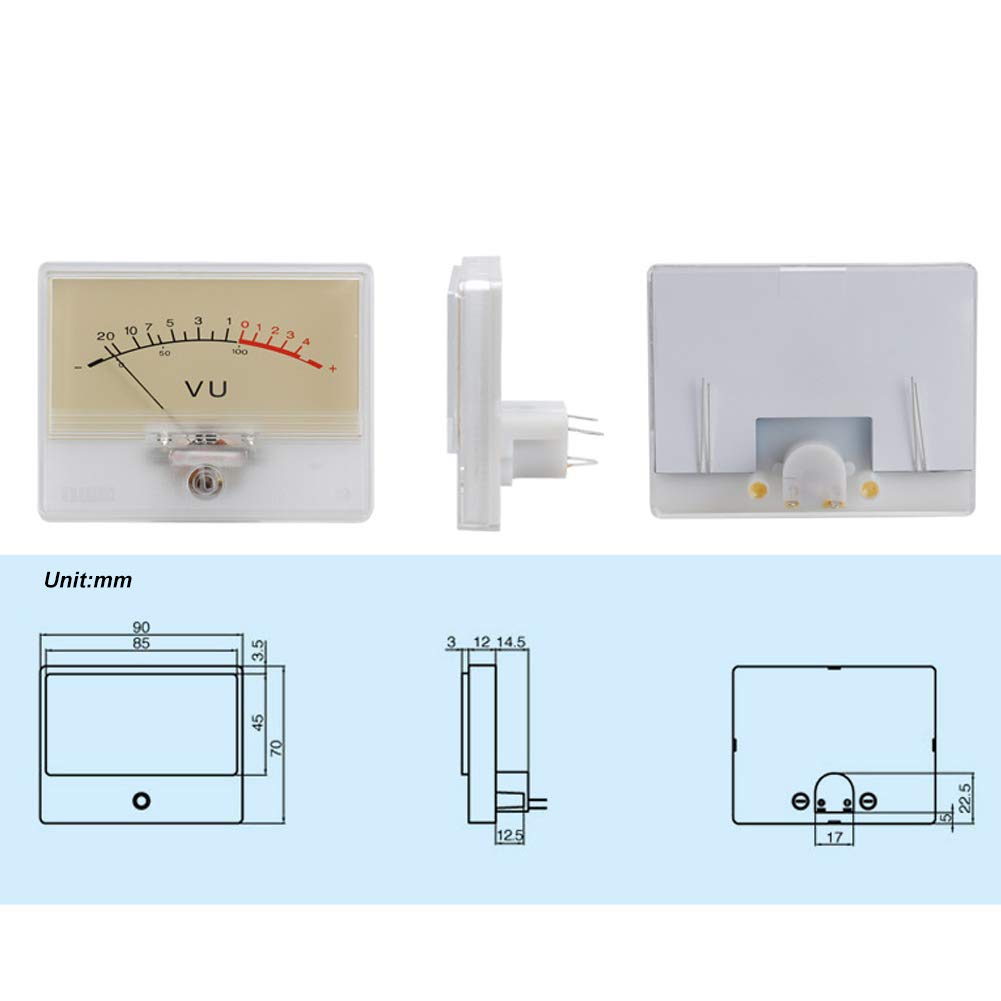 NDNCZDHC TN-90-8735 VU Meter Header ABS Audio Device Accessory with 12V 55mA Orange Light Bulb for DIY, Recording Studio, Home Audio, Car Audio Transform