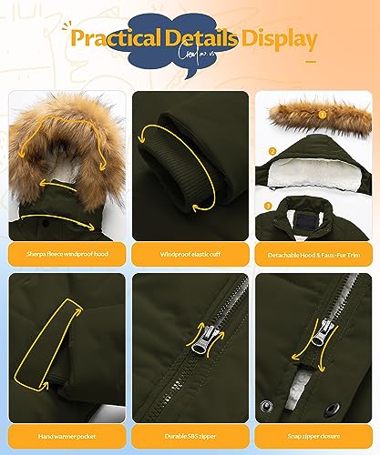 Image of CREATMO US Boy's Sherpa Long Parka Winter Coat Thicken Water Repellent Puffer Jacket With Removable Faux Fur Hood