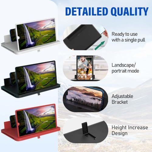 Image of 2026 Upgraded Big Screen Phone Magnifier, HD Screen Expander, Foldable Phone Stand with Movie Screen Amplifier for Travel, Portable 3D Magnifying Screen (Black, 12in)