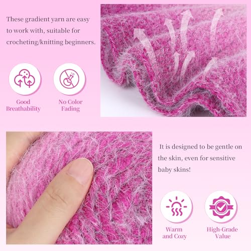 Image of Aeelike Ombre Yarn for Crocheting, 4 PCS Colorful Gradient Yarn #4 Medium, Each 190g(6.7 oz) 400m(437.5 Yards) 71% Acrylic 29% Nynon, Soft Cake Crochet Yarns for Blanket, Scraves, Sweaters, Color O