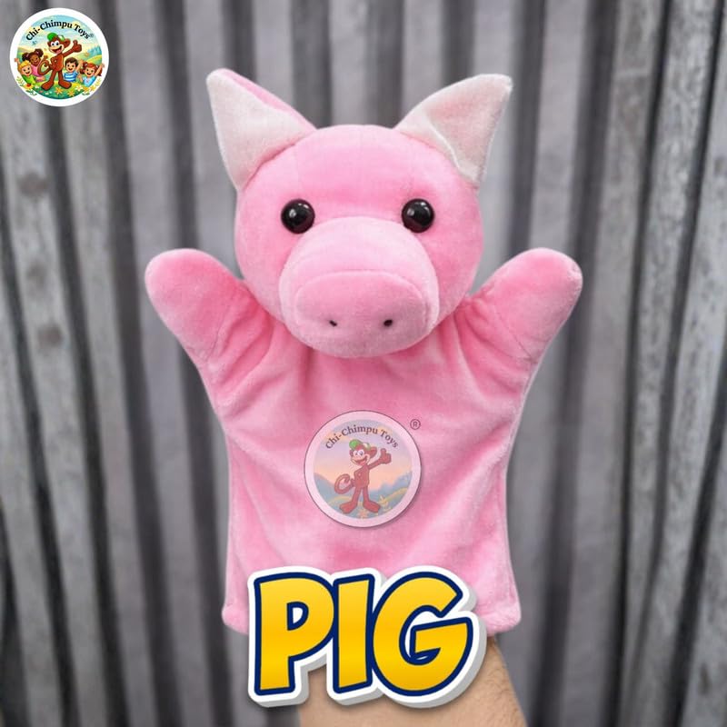 Image of Pig Puppet Soft Hand Puppet for Kids Role Play Storytelling Educational Toy