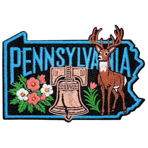 EMBROBOF Proud Pennsylvania Patch – 2.75 inches, Cool Iron On Patch Pennsylvania – Embroidered PA State Patches Iron On/Sew On for Jackets