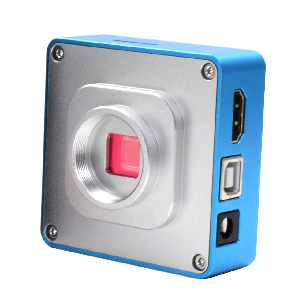 60MP 2K 1080P HDMI USB Videocamera per microscopio Digitale Elettronica Industriale e Obiettivo 120X C-Mount con Luce ad Anello Regolabile a 56 LED - Blu