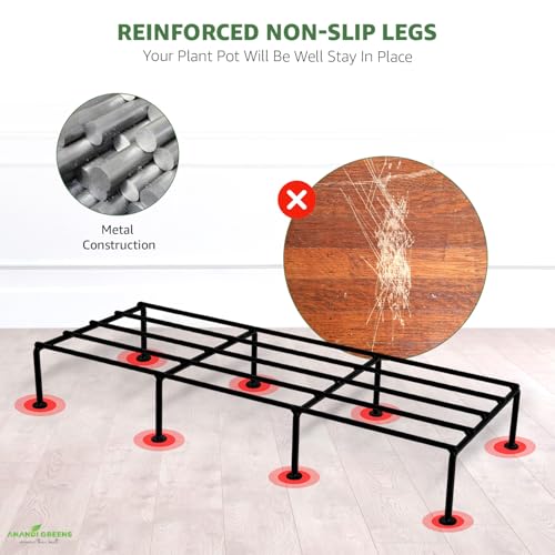 Image of Anandi Green's Black Color Anti Rust Metal plant Stand For for Balcony, living room, indoor and outdoor use (Rectangular Pack of 8)