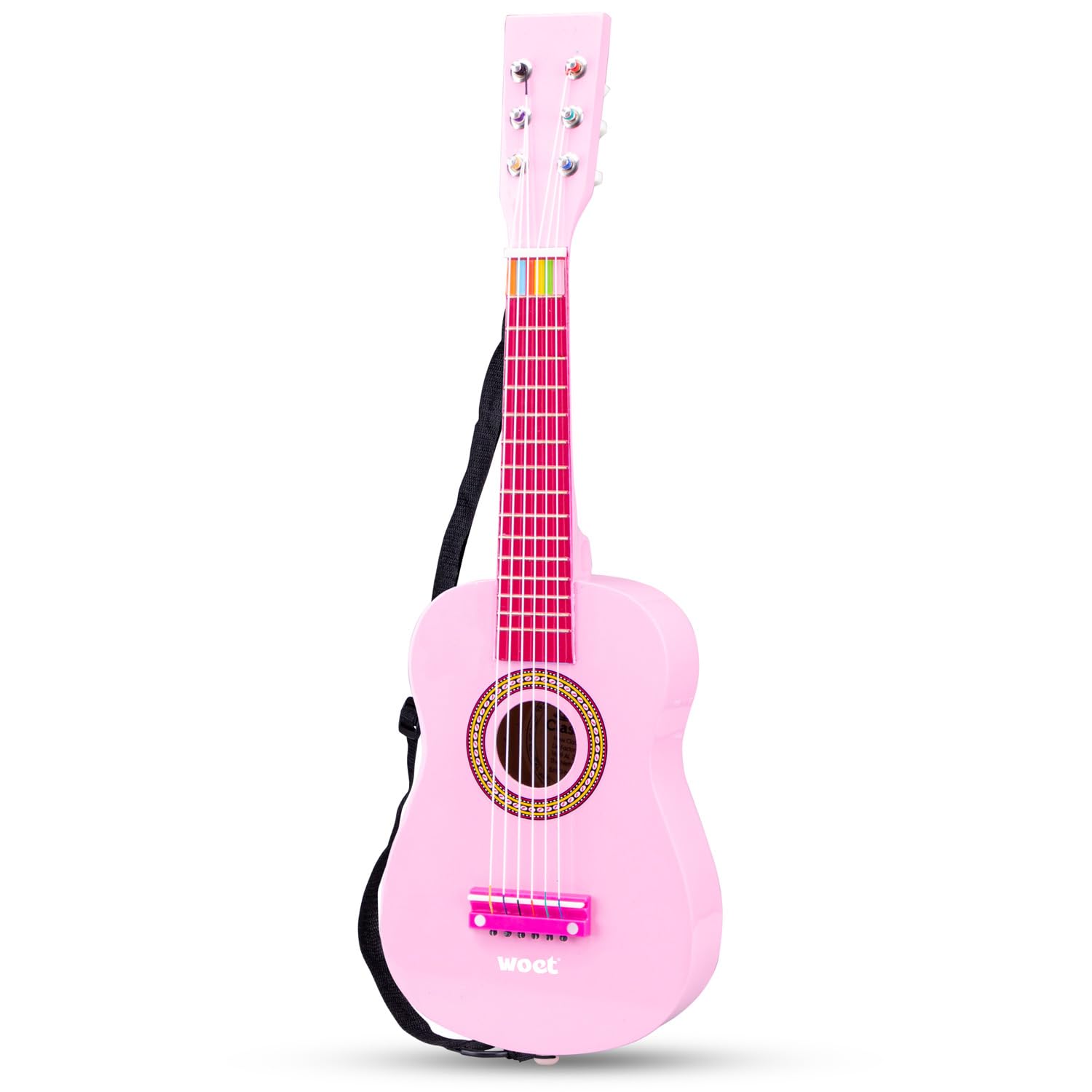New Classic Toys Wooden toy guitar - pink - including music book and shoulder strap
