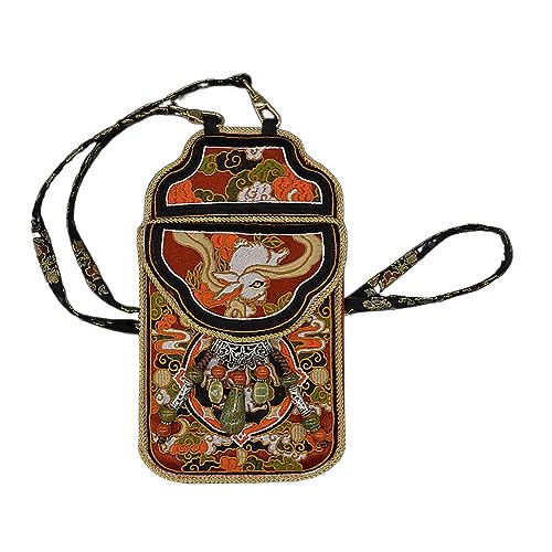 Sac à bandoulière brodé Hanfu rouge | Grand sac à main quotidien de 21 cm