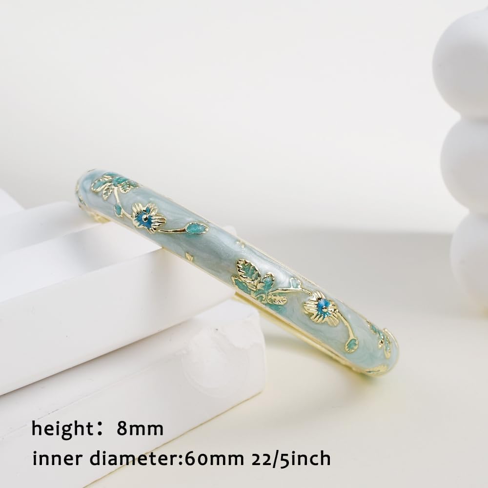 Vintage Flower Bangle Chinoiserie Cloisonne Bracelet For Women Summer Elegant Vibrant Ethnic Jewelry Gifts - Image 4