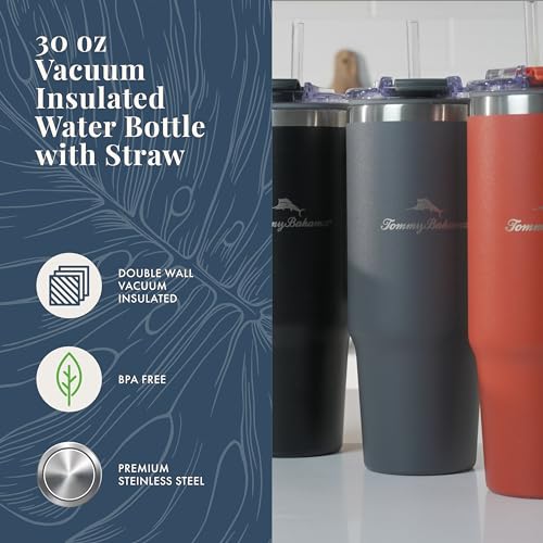 Image of Tommy Bahama 30oz Vacuum Insulated Water Bottle, Straw, Black
