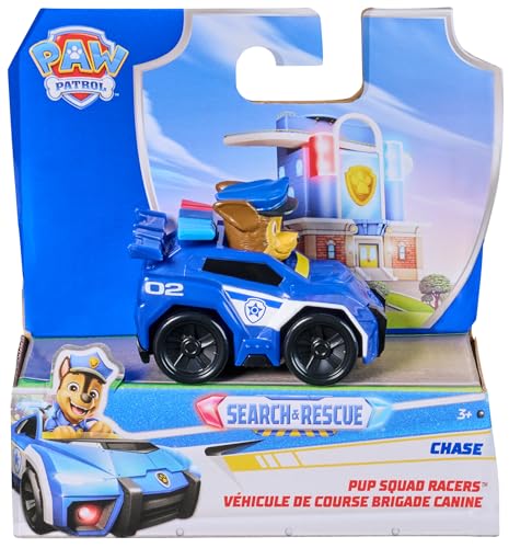 Paw Patrol: Search & Rescue, vehículo de Chase de Pup Squad Racers, vehículo de 6,3 cm con Ruedas Que giran de Verdad, Juguetes de imitación para niños y niñas a Partir de 3 años