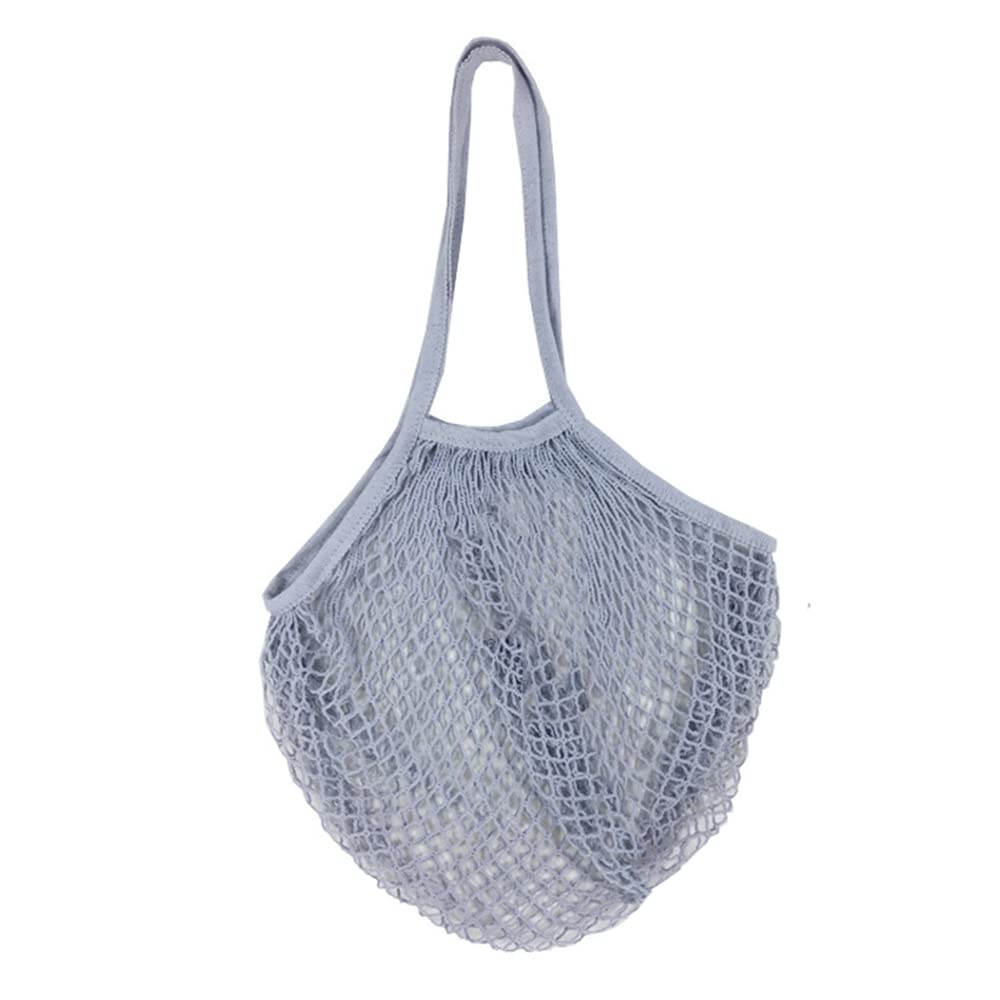 String Shopping Bag, Cotton Reusable Grocery Mesh Bags Portable Net Shopping Mesh String Bag for Fruit, Vegetables Storage (Grey)