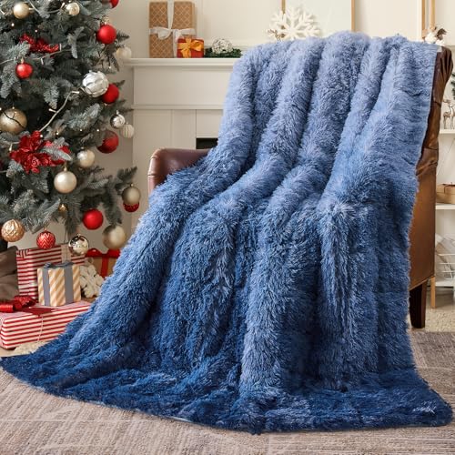Image of yescool Weighted Blanket for Adults (15 lbs, 60 inch x 80 inch, Midnight Blue) Heavy Blanket for Sleeping Perfect for 140-160 lbs, Queen Size Faux Fur Blanket with Premium Glass Bead, Machine Washable