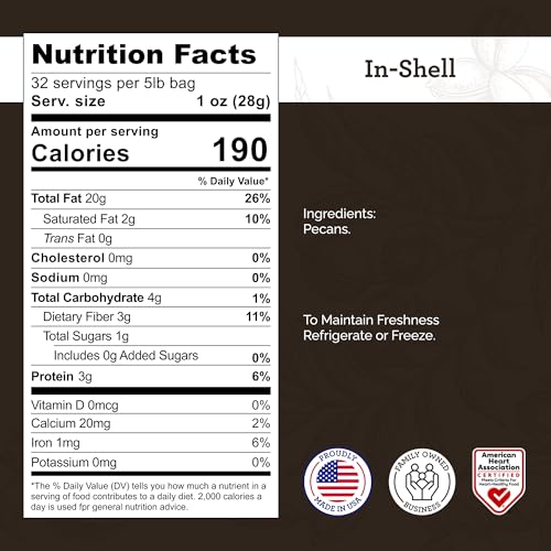 Image of HUDSON PECAN 20lb In-Shell Georgia Grown Pecans: Southern Unshelled Nuts | Naturally Sweet Pecans, Kosher, Gluten-Free & Keto Snack, perfect for Salads or Baking in bulk, Family-Owned, 4x5lb Bags