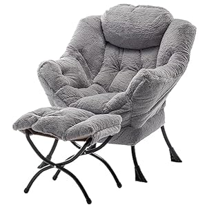 Tiita Faulsessel mit Hocker, Moderner großer Akzent-Loungesessel, Freizeit-Sofasessel mit Hocker, Lesesessel mit Fußstütze für Schlafzimmer, Wohnzimmer, Studentenwohnheime, Garten und Hof