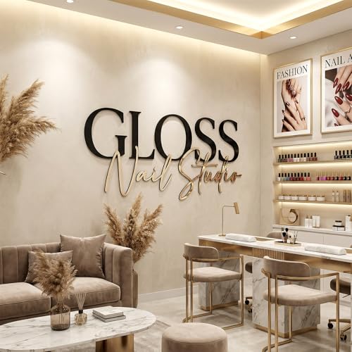 Image of Large Custom Acrylic Sign, Personalized Business Logo Wall Acrylic Signs, Customized 3D Laser Cut Letter Signage for Salon Beauty Studio Office Storefront Company Business Home Decor