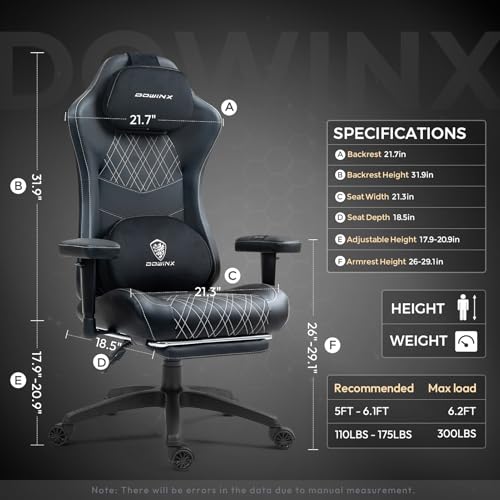 Sedia da gaming, ergonomica, da ufficio, con funzione di massaggio e calore, cuscino a molle insacchettate traspirante, come nel divano, sedia regolabile in PC, con poggiapiedi, supporto per - Sedia gaming - Immagine 2
