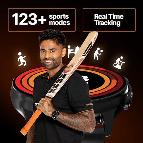 Image of CrossBeats Aura Round 1.46 inch Super AMOLED Smart Watch, Always On, Advanced AI ENC Bluetooth Calling, in-Built Games, Fast Charge, Rotating Crown, 123+ Sports Modes, 454 x 454 Pixel (Black, Black)