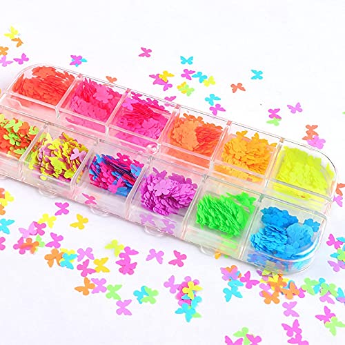 QA Encadré 13x5.3x1.2cm Papilliers paillettes flocons de paillettes colorées de paillettes fluorescentes pour la résine époxy moulage d'argile boule de remplissage bijoux de fabrication de composants