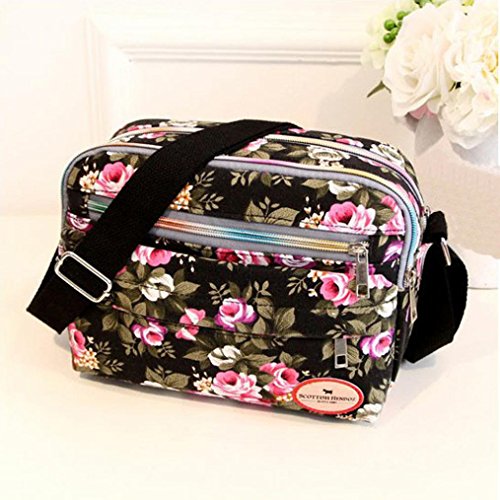 Sale Clearance Women Handbags Halijack Ladies Vintage Printing Canvas Messenger Bag College Girl Casual Travel Purse Cosmetic Bag Summer Beach Bag Small Shoulder Bag Crossbody Bag (Black)