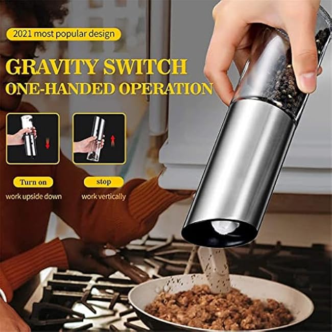 WUDILU Automatic Adjustable Electric Pepper Salt Grinder Mill Seasoning Grinding for Cooking USB Rechargeable Mills Kitchen Tools