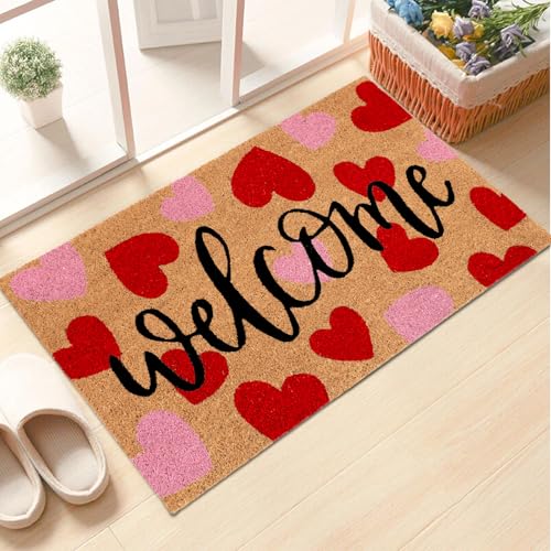 Tapete de entrada JarThenaAMCS corazón rojo y rosa 16.5x29 pulg miniatura 5