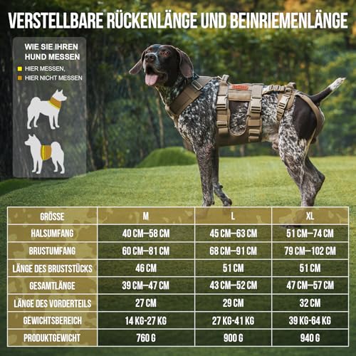 OneTigris Hundegeschirr, SKYEWALKER Unterstützung Geschirr, Einstellbares Hebegeschirr mit 2 Griffen für Unterstützung und Rehabilitation Geeignet für Mittelgroße und Große Hunde Braun M