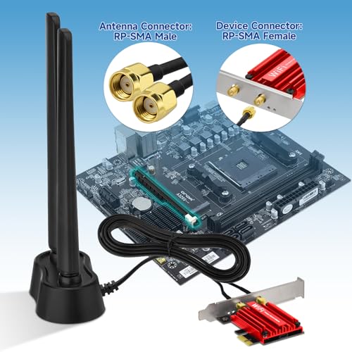 Image of Eightwood 9dBi WiFi 6E Antenna Tri-Band 6GHz 5GHz 2.4GHz Magnetic Base WiFi Antenna for PC Desktop Computer PCIe Bluetooth Card Gaming Motherboard, WiFi 6E Router