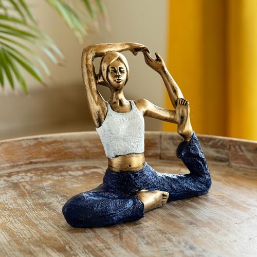 Image of ExclusiveLane 'Yoga Lady' Decorative for Home Decor (Resin, 9.6 Inches) | Handcrafted for Living Room for Gift Antique for Bedroom Figurine