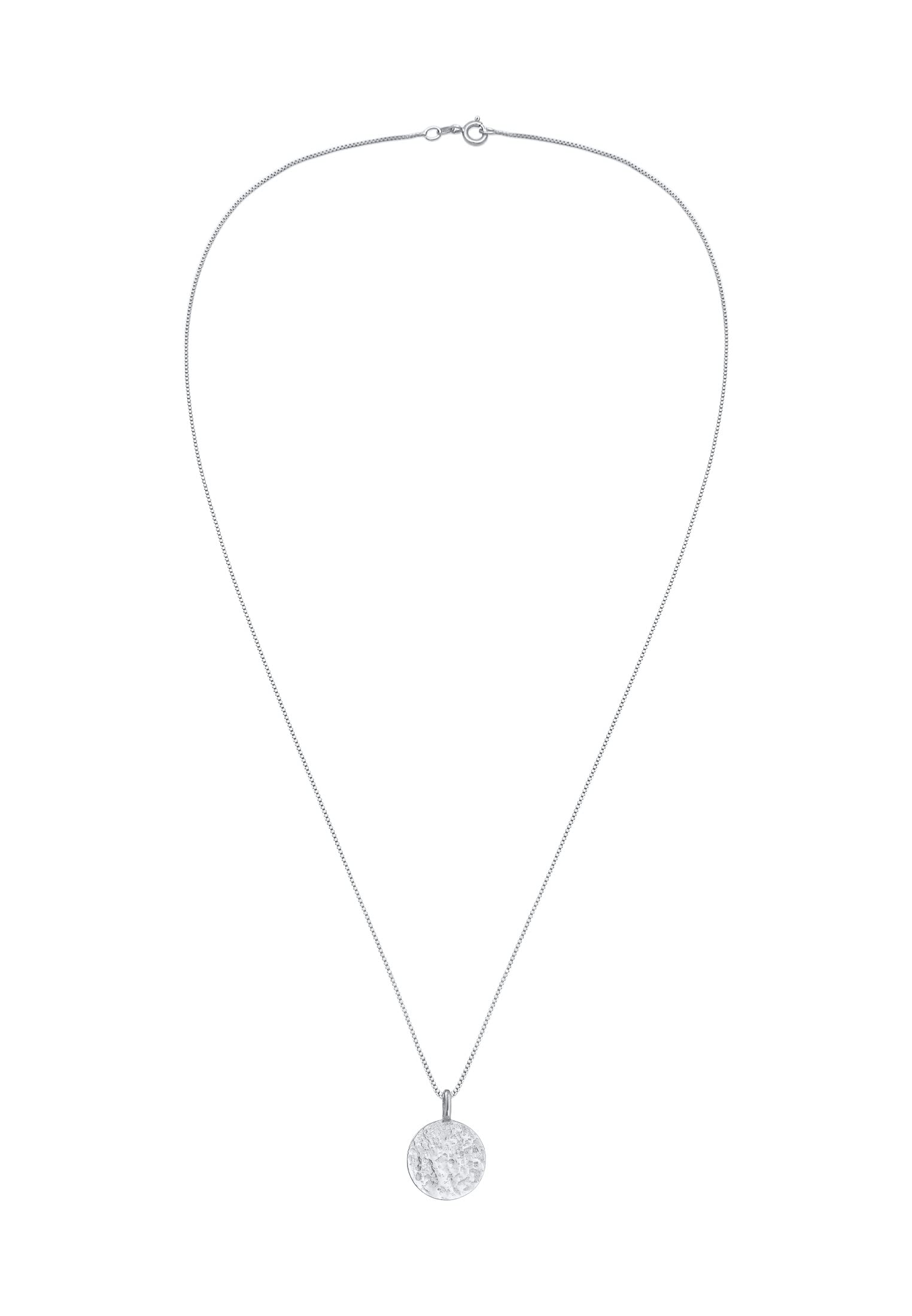 Kuzzoi Collier pour homme avec pendentif rond (15 mm), collier pour homme en argent sterling 925, chaîne avec plaquettes structurées, chaîne pour homme avec pendentif rond fait à la main