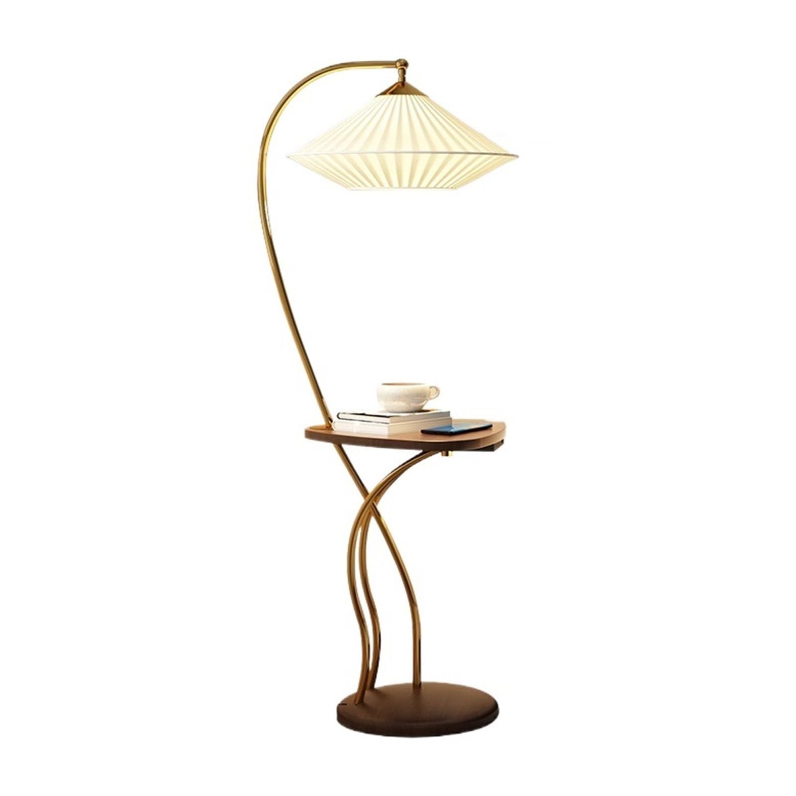 LJHFG63KUYT Standing Lamps Modern Floor Lamp with USB Charging Port and Wood Tray Table, Rustic Tall Pole Shelf Reading Standing Light Decorate