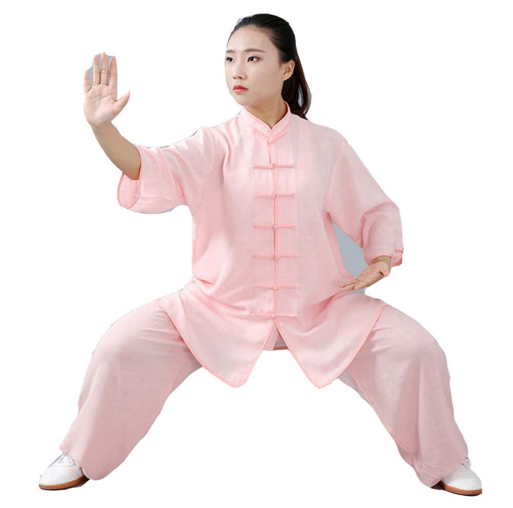 Tai Chi jednolite ubrania kobiety mężczyźni ubrania Wushu Kung Fu jednolity garnitur sztuki walki jednolite Taekwondo ćwiczenia ubrania treningowe ubrania bawełna czarny XL (różowy S)
