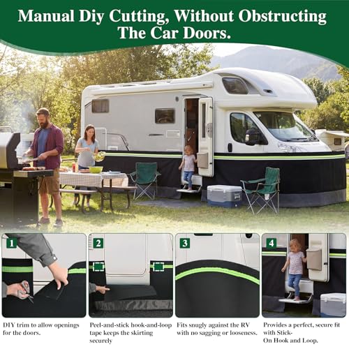 RV Skirting for Travel Trailers & 5th Wheels - Heavy Duty Camper Insulated Skirt, Easy Install RV Skirt, All Weather Waterproof, Windproof, UV, Cold-Weather with 50 Hook & Loop Fasteners 52 X 2.6ft by FUDAR - Image 3