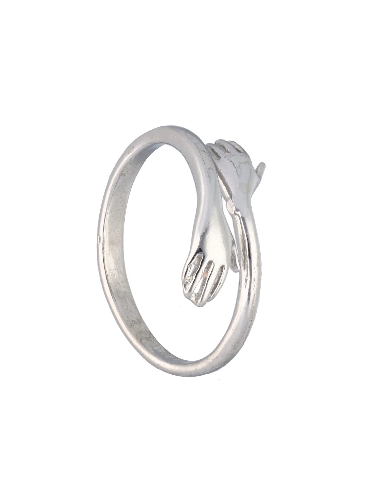 CURIO COTTAGE Womens Pure_Silver Hug Ring (3 Gram)
