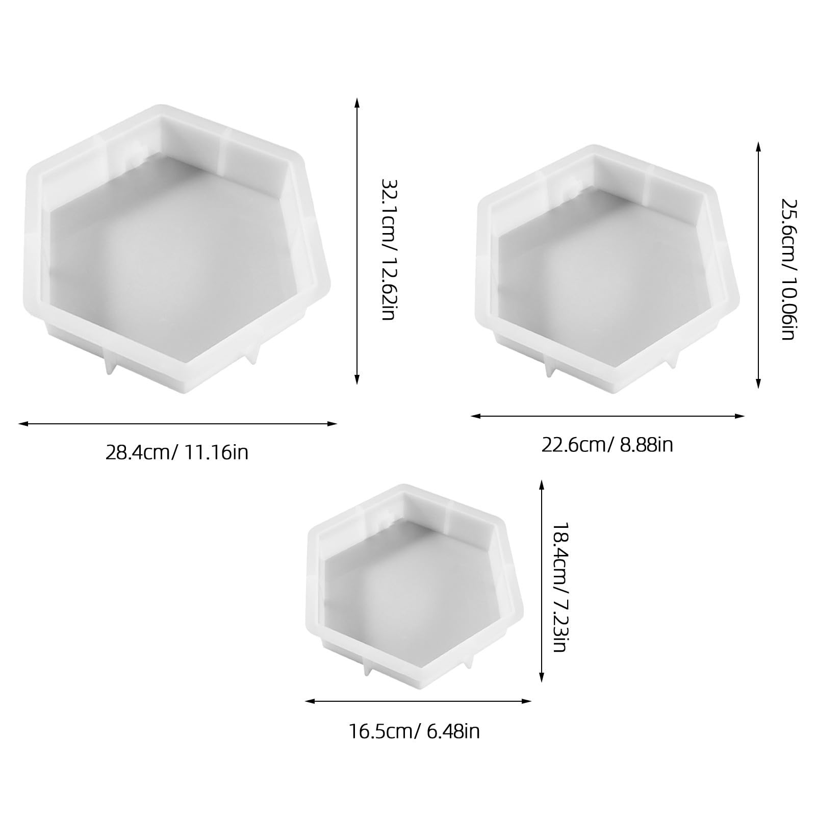 MAGICLULU 3 Pezzi Stampo in Silicone Esagonale per Resina Epossidica Superficie Liscia, Facile da Sformare, per Progetti Creativi a Casa