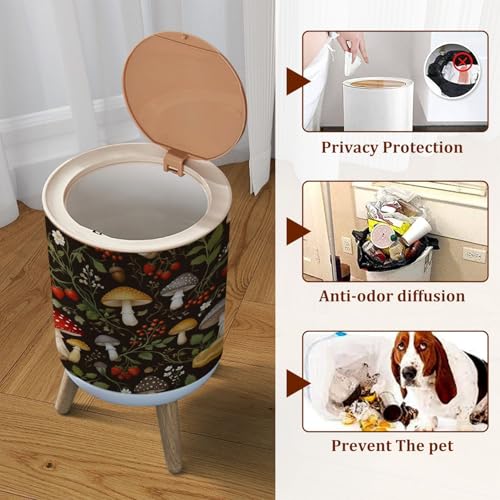 Caneca de basura pequeña cilíndrica con tapa 1.8 galones miniatura 3