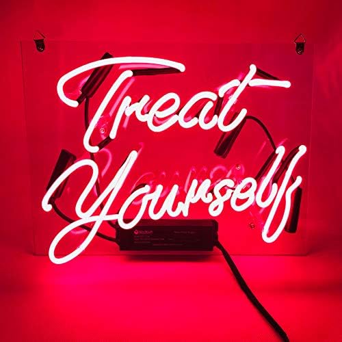Neon Signs Treat Yourself, LED Signs, Neon Lights in Bedroom Decoration, Beer Bar Home Decoration in Bedroom, Night Light Decoration Custom(14.5X 8'',Pink)
