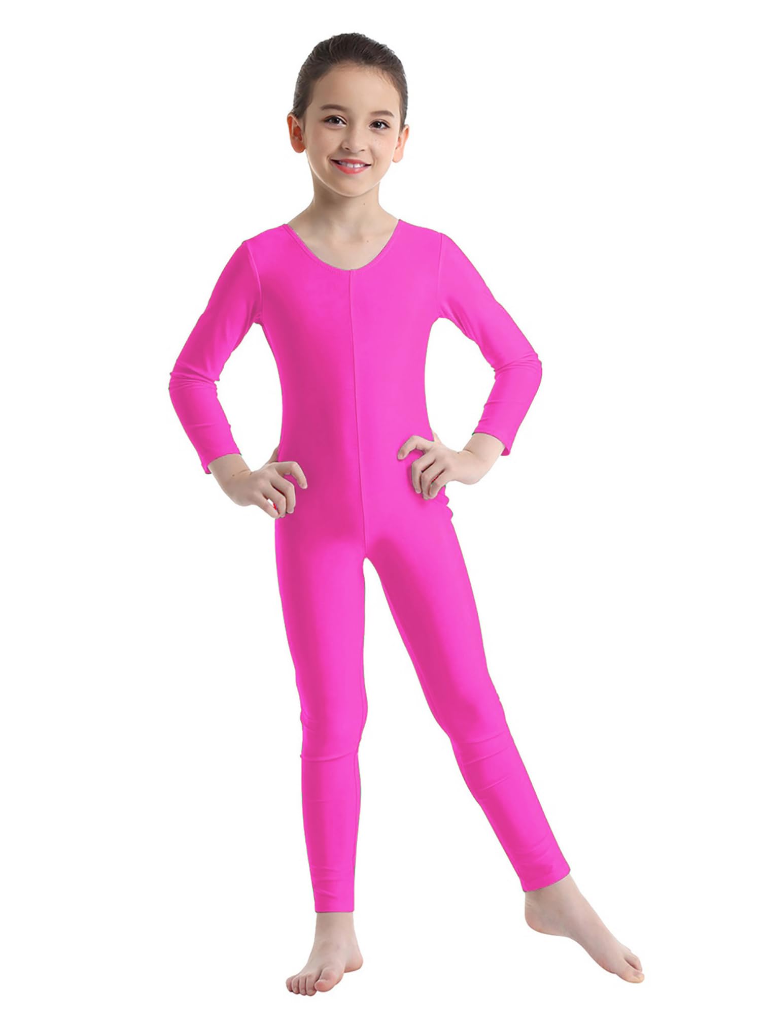 TiaoBug Bodies Jumpsuit Mono para Danza Gimnasia Rítmica Leotardo Body Básico Clásico Manga Larga para Ballet Deporte Niñas Niños 5-12 Años