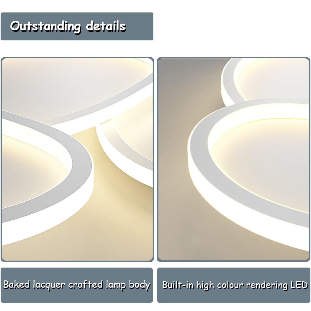 HEYUN LED Plafonnier Dimmable Salon Lampe Luminaire Moderne Avec Télécommande Chic Métal Acrylique Lampe De Plafond Lustre Pour Chambre Salle À Manger Bureau Plafond Suspension Lampe,6500k,45CM