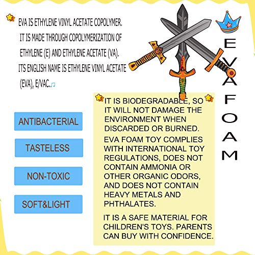 MLcnleS Foam Swords Weapons Toy for Boys - 17 inch Foam Sword Axe Hammer 5 Pack Set - Kids Ninja Toy Pretend Playset for Boys & Girls Present