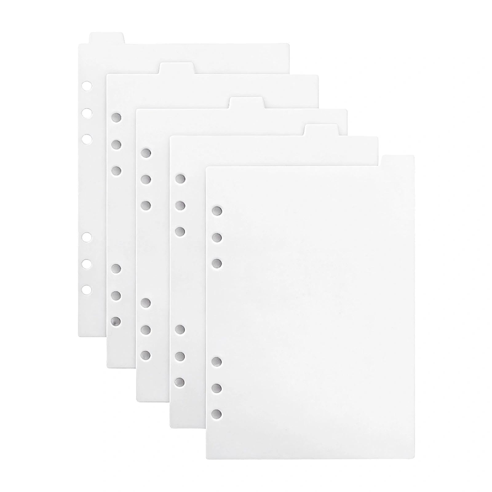 PureSphere 5Pcs A5 Clear Binder Dividers, 5 Hole Transparent Page Separators with Vertical Tabs, PP Plastic Dividers for Ring Binders Planners Journals Office School