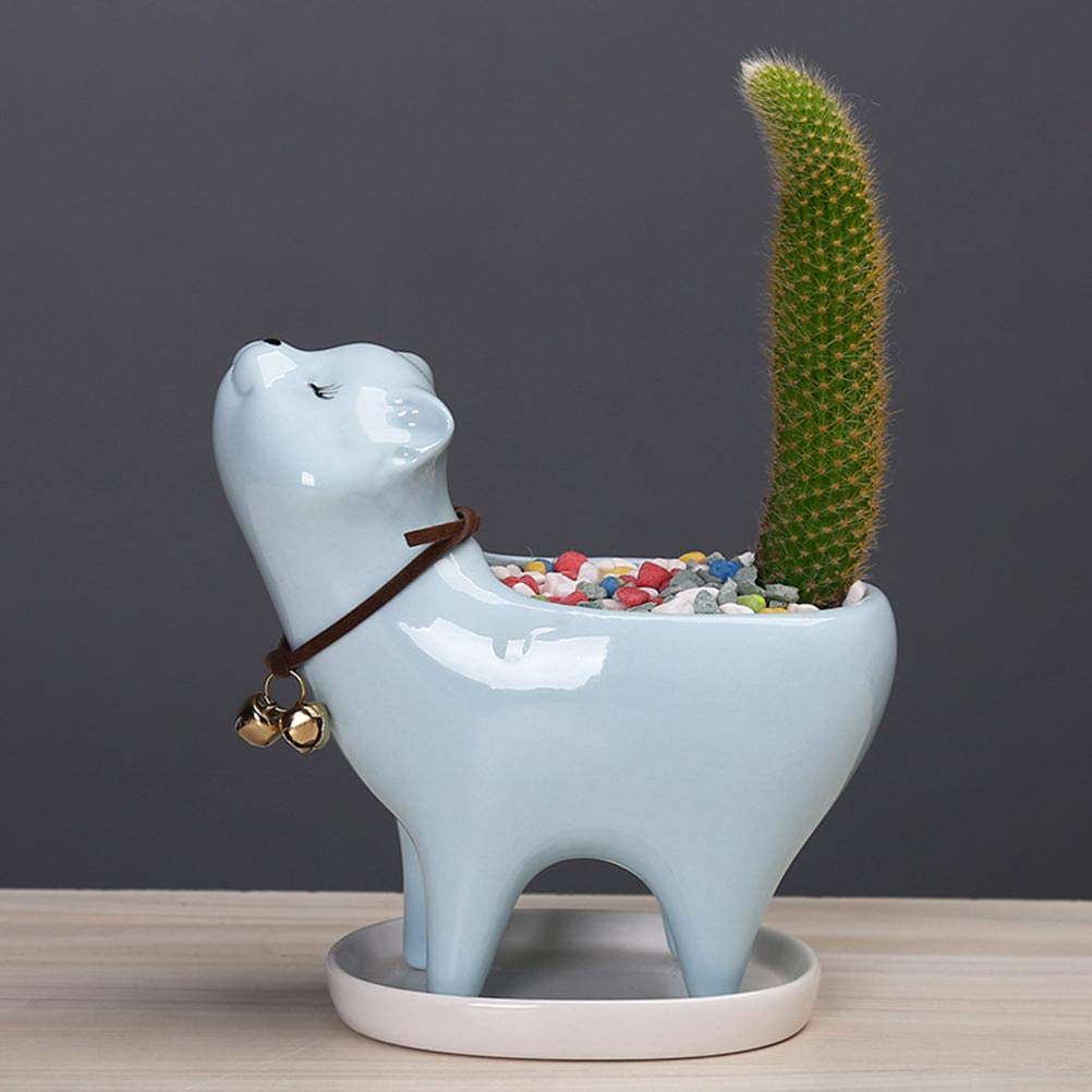 Evovee Keramik-Blumentopf In Katzenform – Weiß, Handbemalt, 12,7 Cm, Mit Ablaufloch & Stopfen