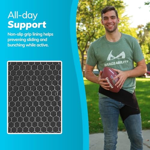 braceability hip support groin brace - hamstring compression wrap for sciatica pain relief labral tear thigh groin pull - sciatica hip brace for men or women one size