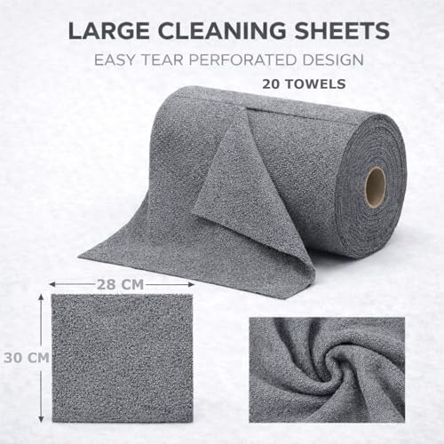 Image of PulGos ๐๐๐ฉ๐๐ฌ Microfiber Cleaning Cloth Roll - ๐๐๐ฑ๐๐๐๐ |4000x Washable -Cheaper Than Regular Cloths-Ultra Absorbent Lint-Free Rags |Tear-able Reusable Towels for Kitchen, Home, Car & Auto