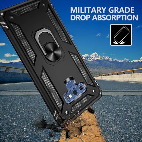 Case for Galaxy Note 9, for Galaxy Note 9 Case with 3pcs Screen Protector, Built-in Ring Kickstand Shockproof Defender Armor Dual Layer TPU Plastic Case for Galaxy Note 9 N960U 6.4" - Black by GAMEMIUZ - Image 3
