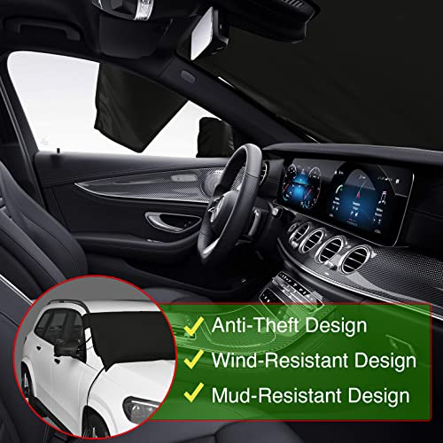 Image of Autotech Park Custom-fit Snow Cover Compatible with 2017-2021 Jeep Compass, Windshield Cover Comes with Rear Mirror Cover
