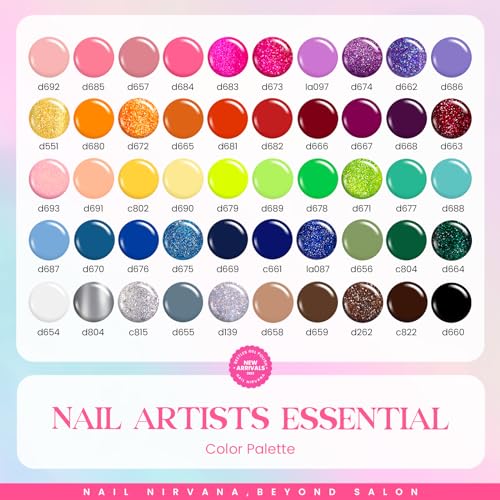 Image of Beetles Gel Liner Nail Art Polish Set 50 Colors Reflective Gold Glitter Green Pink Red Blue Silver Gel Nail Polish Soak Off UV Built Thin Brush in Bottle Nails Design Rainbow Gift for Women